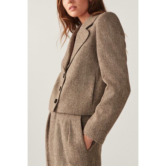 BA&SH Blanche Blazer Beige Cropped Long Sleeves Lady Jacket Women's 1/US 4 - Picture 3 of 15